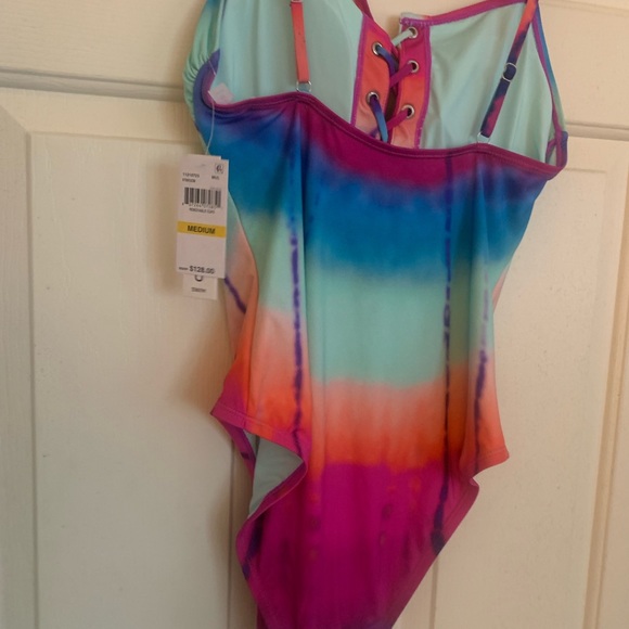 New Lucky Brand One Piece SZ Medium Swimsuit Colorful Pattern - Picture 9 of 10